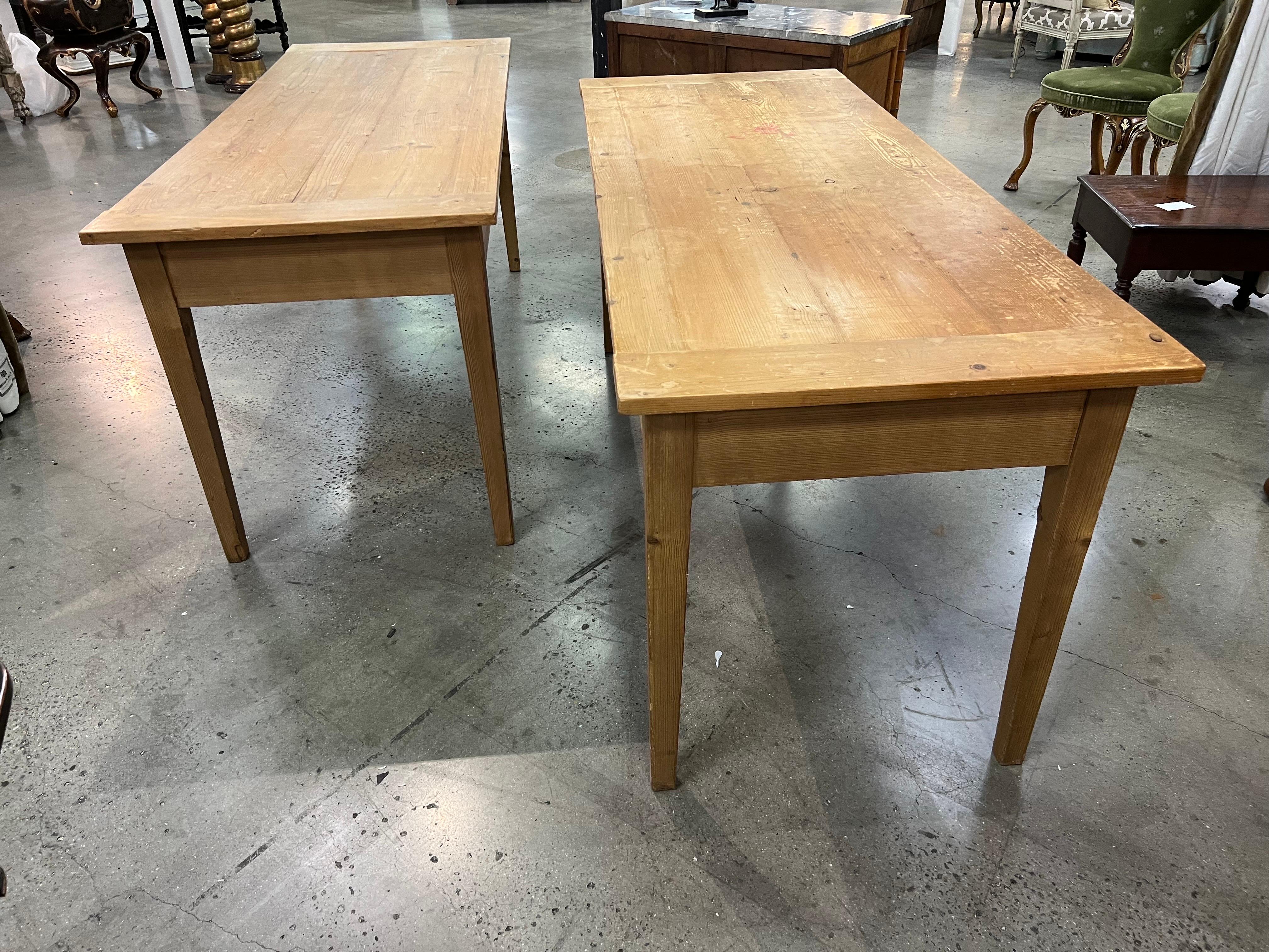 Pair of English Stripped Pine Tables 'Sold Individually' For Sale 4