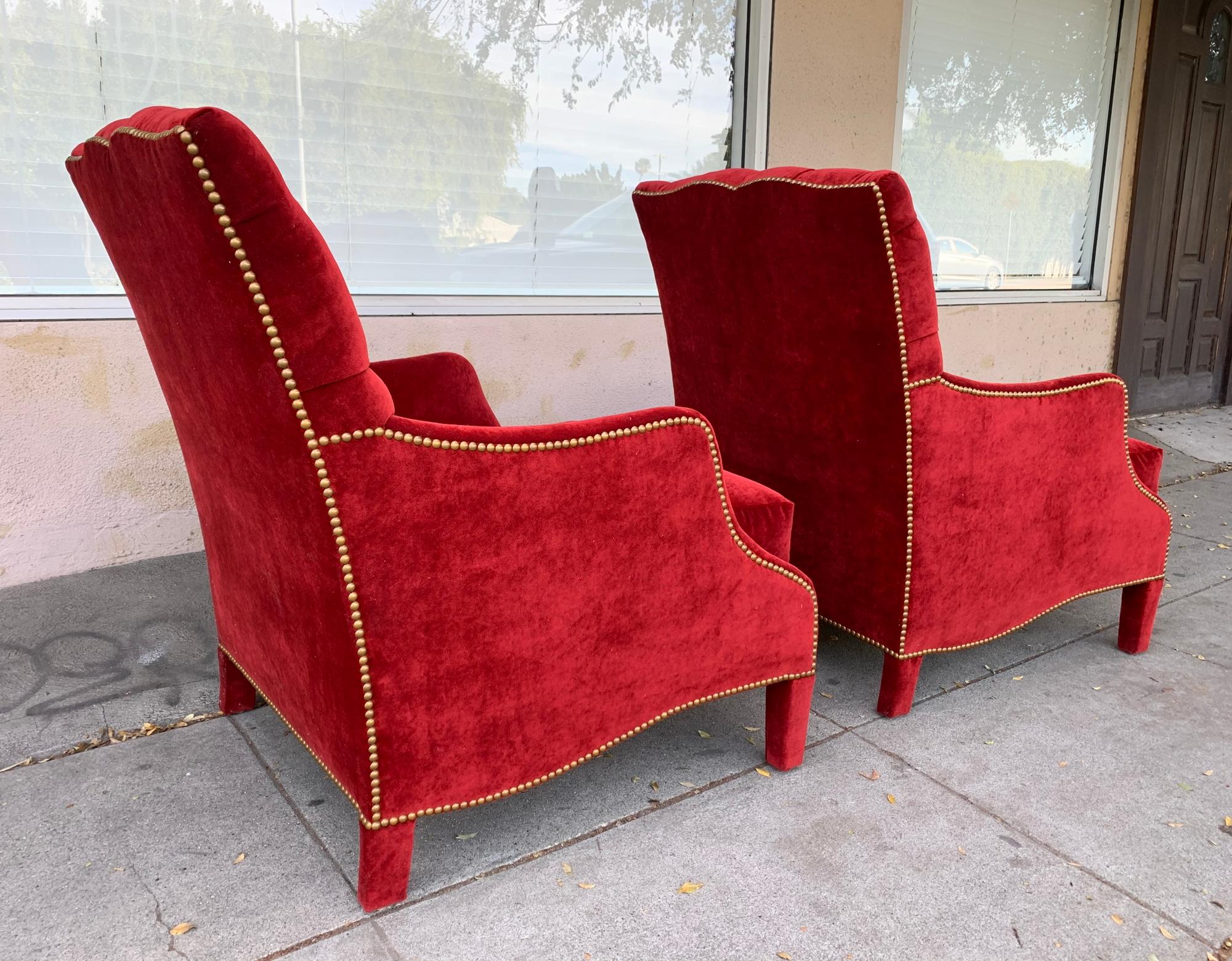red velvet armchairs