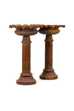 Pair of English Tall Cast Iron Garden Planters
