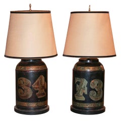Pair of English Tea Can Lamps