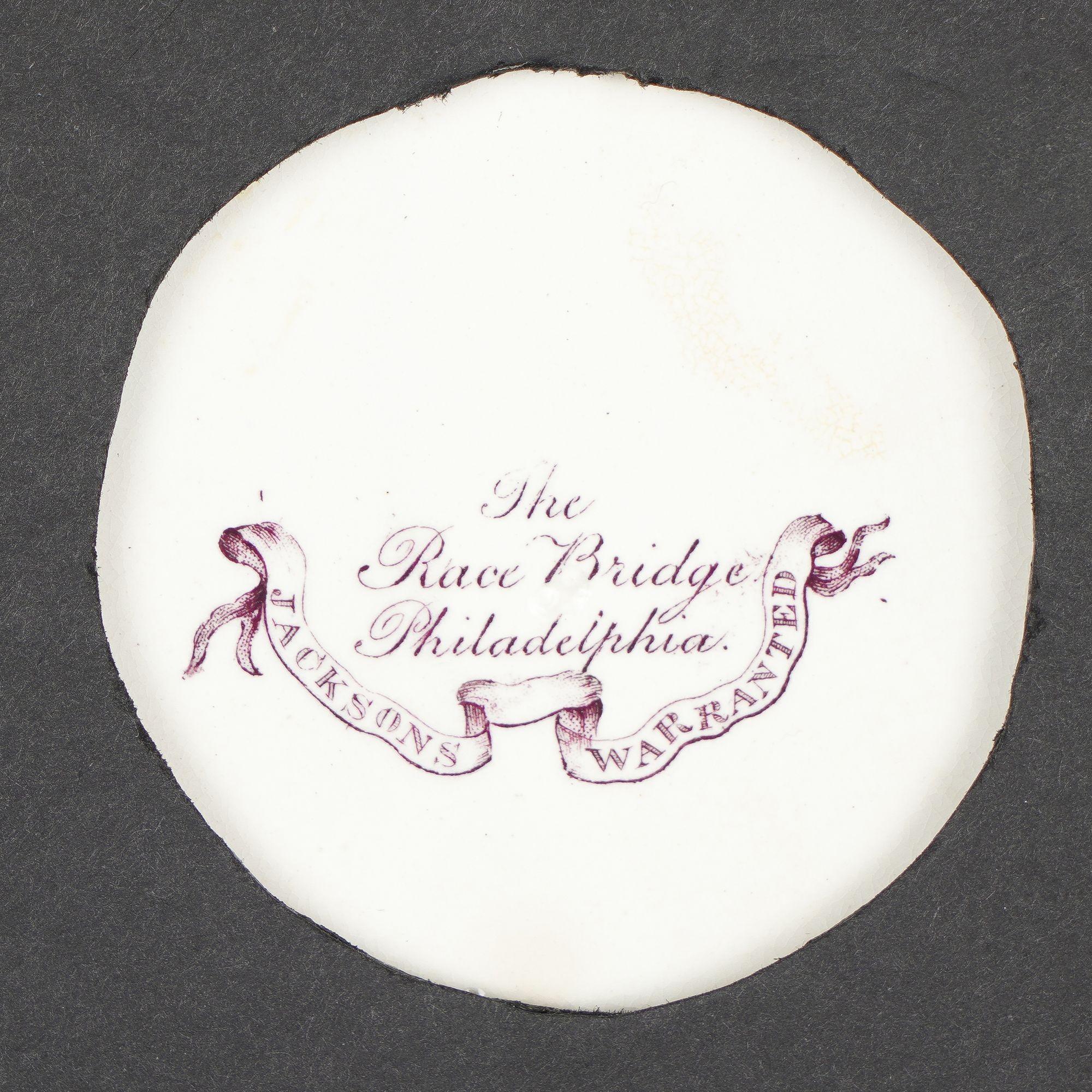 Pair of English transfer tea plates with two views of Philadelphia, c. 1835 For Sale 3