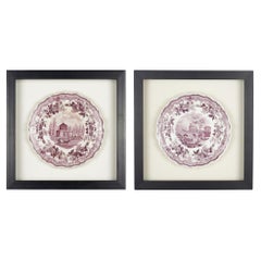 Pair of English transfer tea plates with two views of Philadelphia, c. 1835