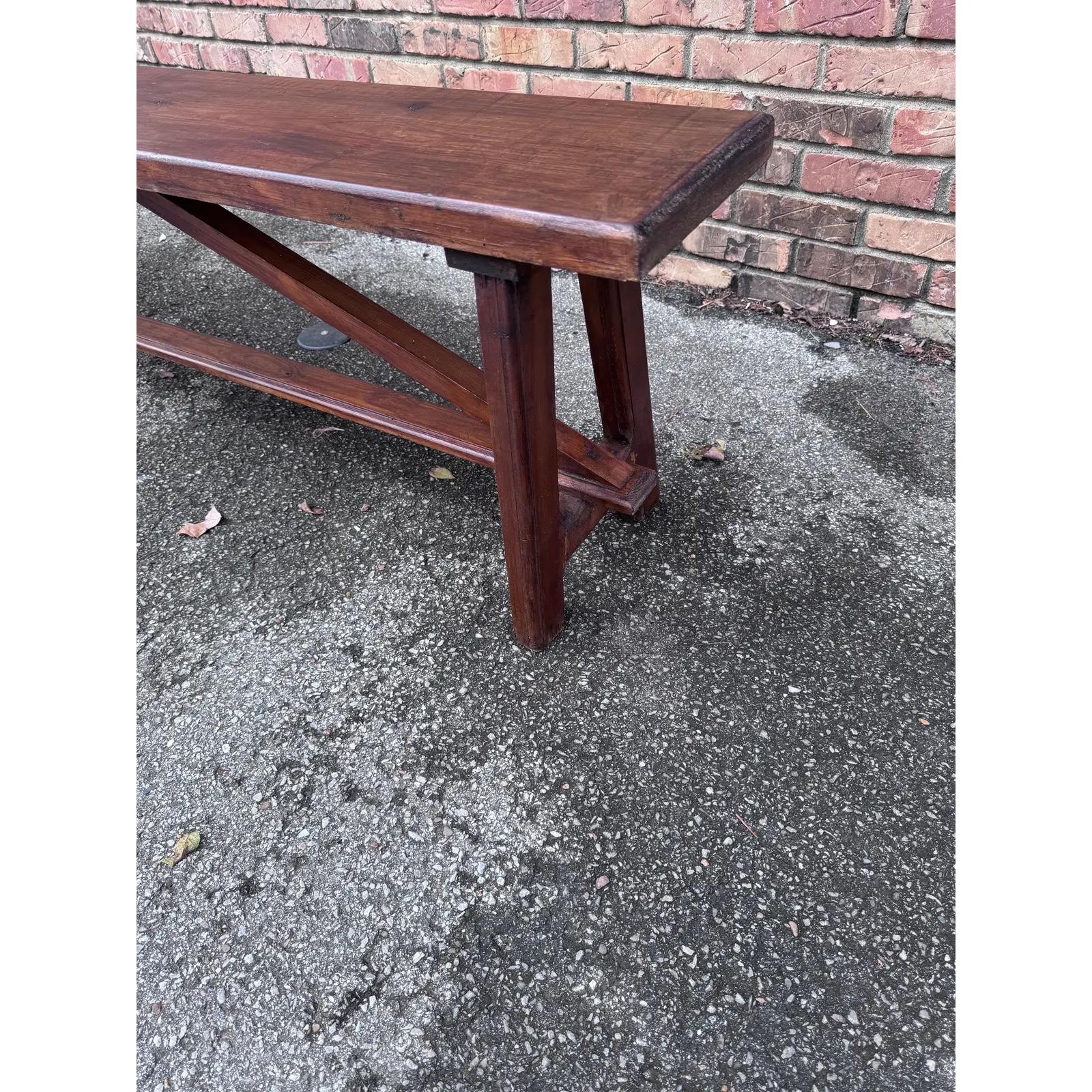 Hardwood Pair of English Trestle Benches