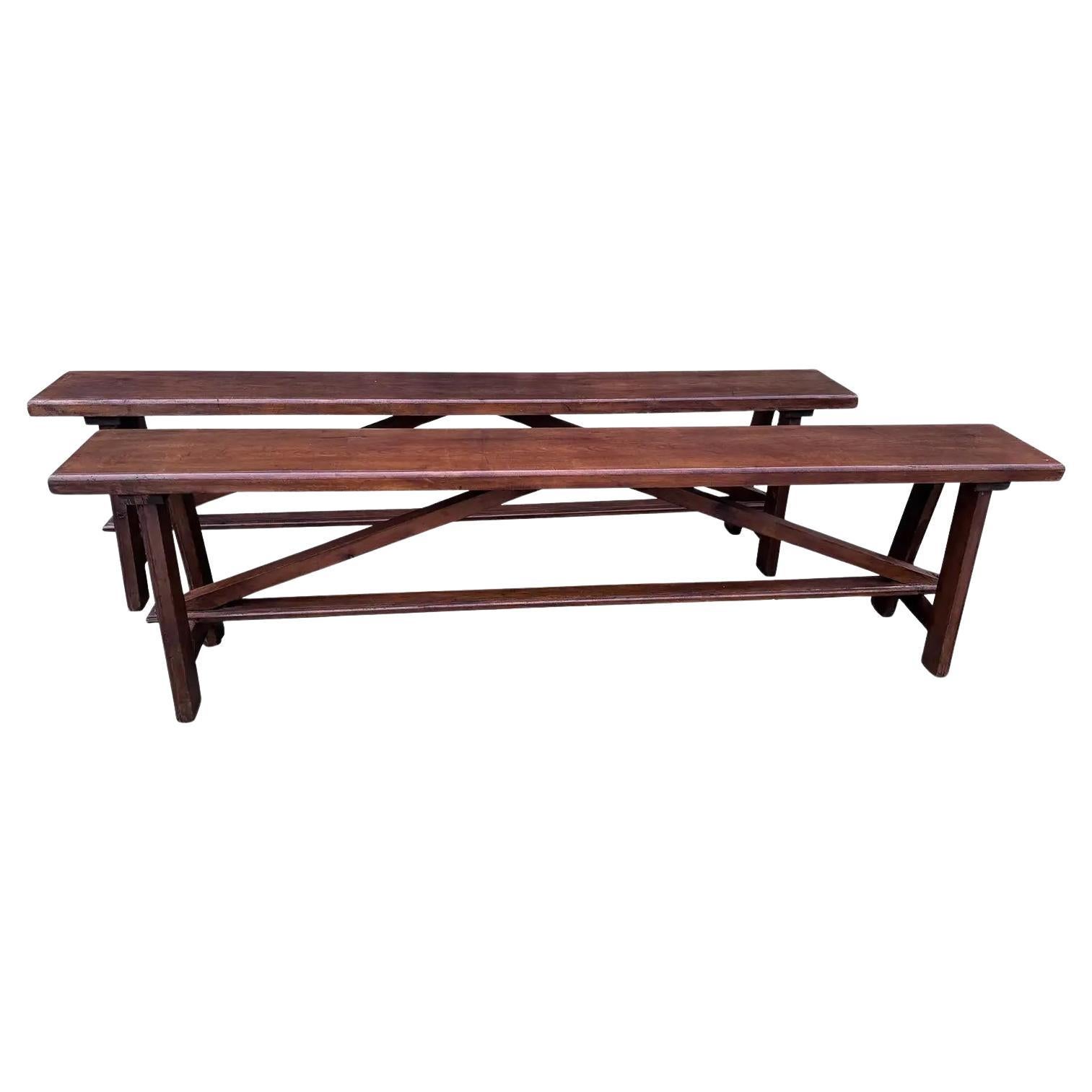 Pair of English Trestle Benches