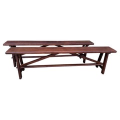 Antique Pair of English Trestle Benches