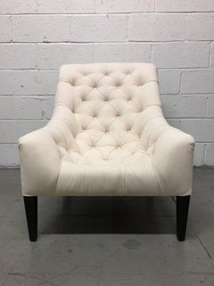 Pair of English Tufted Edwardian Style Lounge Chairs
