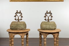 Pair of English Turn of the Century Iron and Stone Door Stops/Boot Scrappers