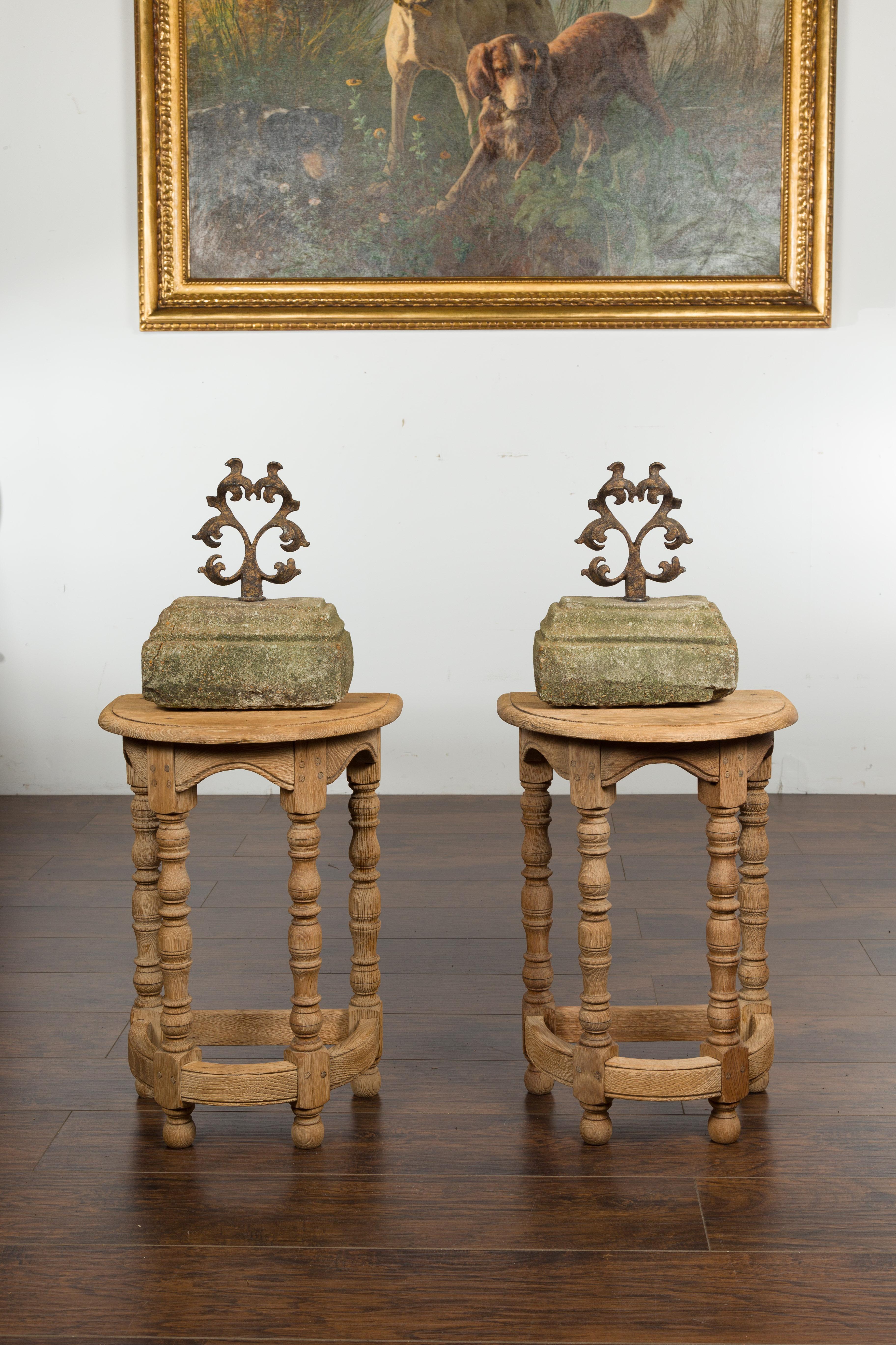 Pair of English Turn of the Century Iron and Stone Door Stops/Boot Scrappers In Good Condition In Atlanta, GA