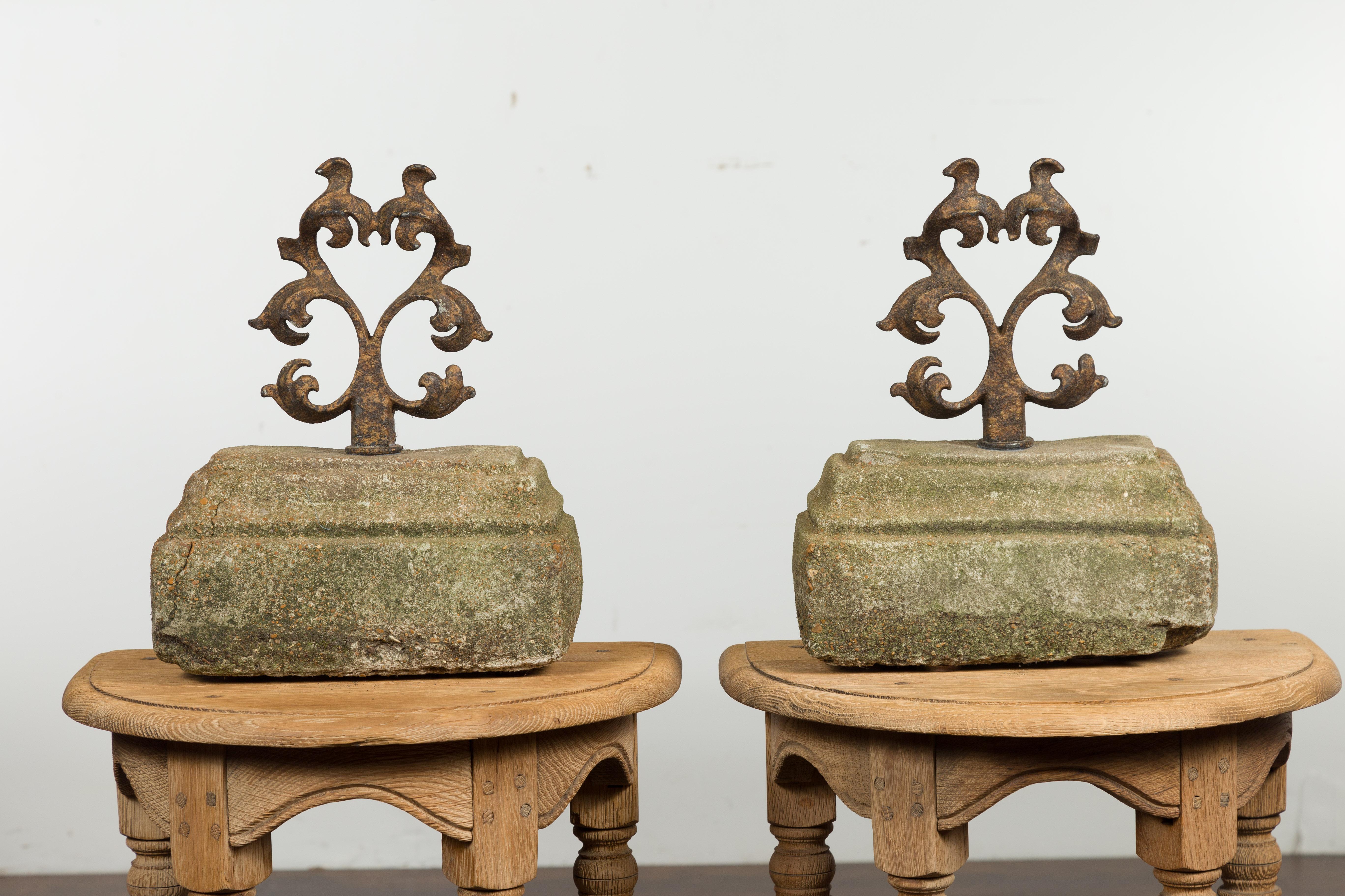 Pair of English Turn of the Century Iron and Stone Door Stops/Boot Scrappers 2