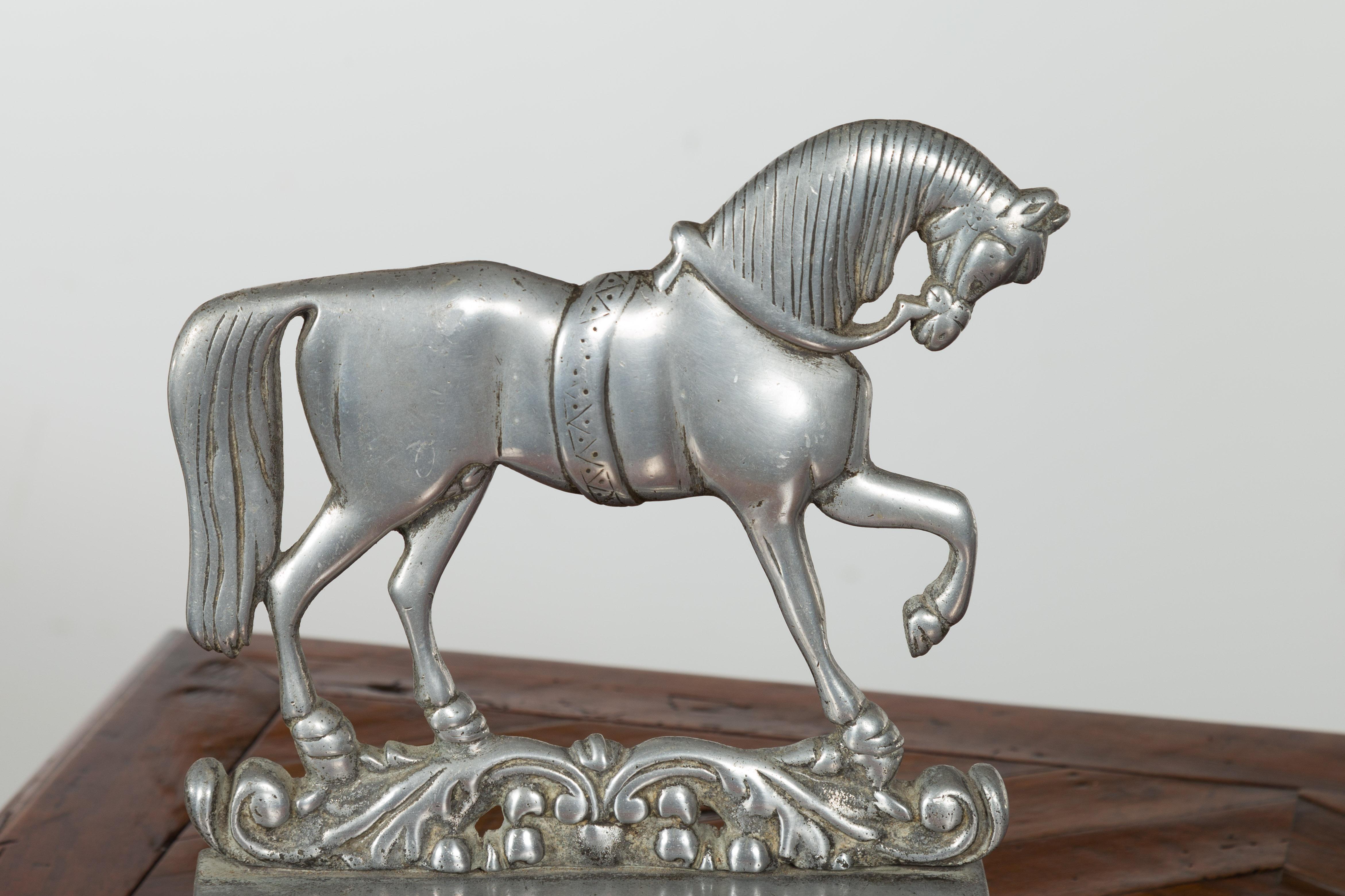 Pair of English Turn of the Century Metal Bookends Depicting Prancing Horses For Sale 8