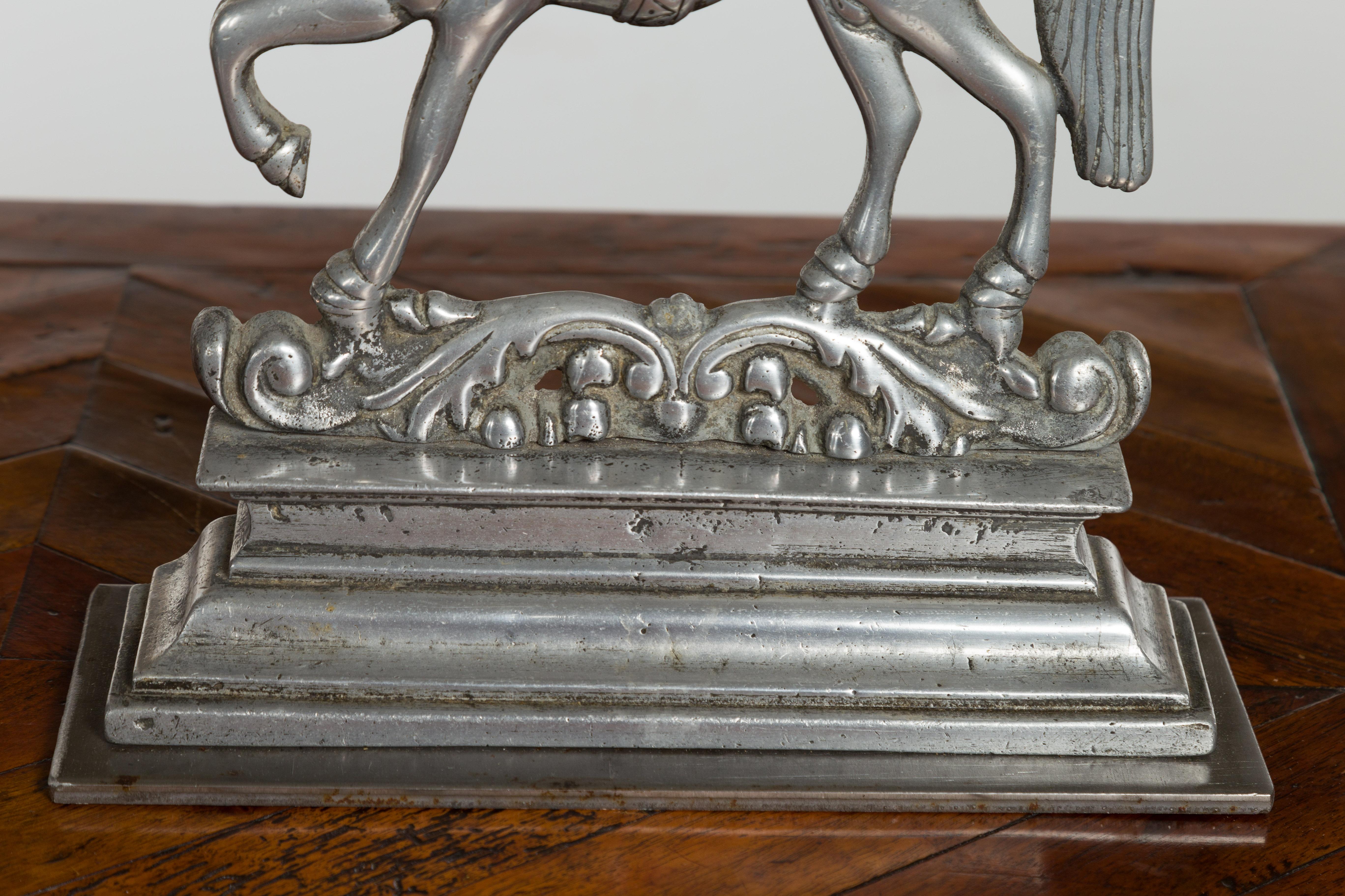 Pair of English Turn of the Century Metal Bookends Depicting Prancing Horses For Sale 4