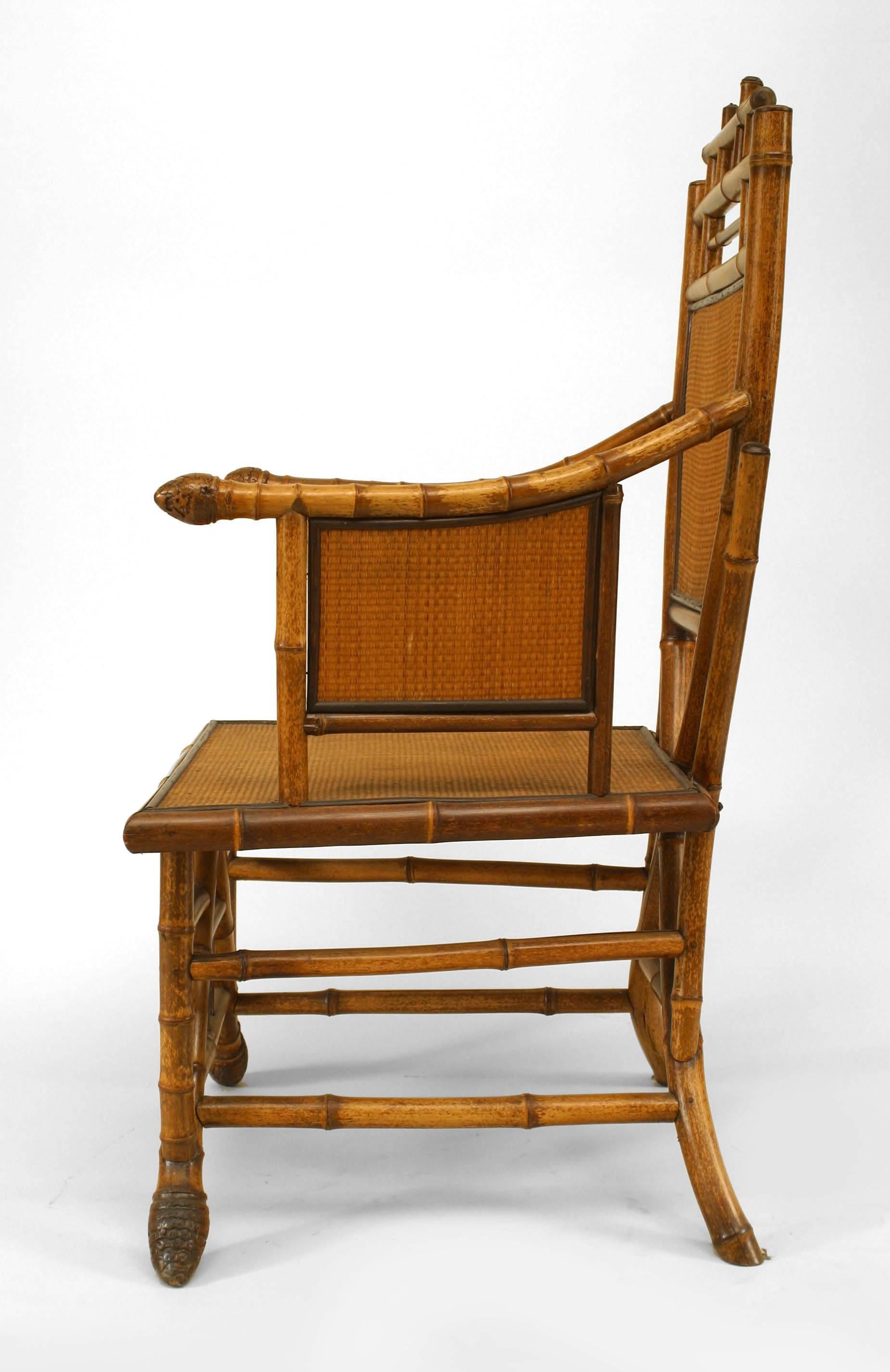 19th Century Pair of English Victorian Bamboo Armchairs For Sale