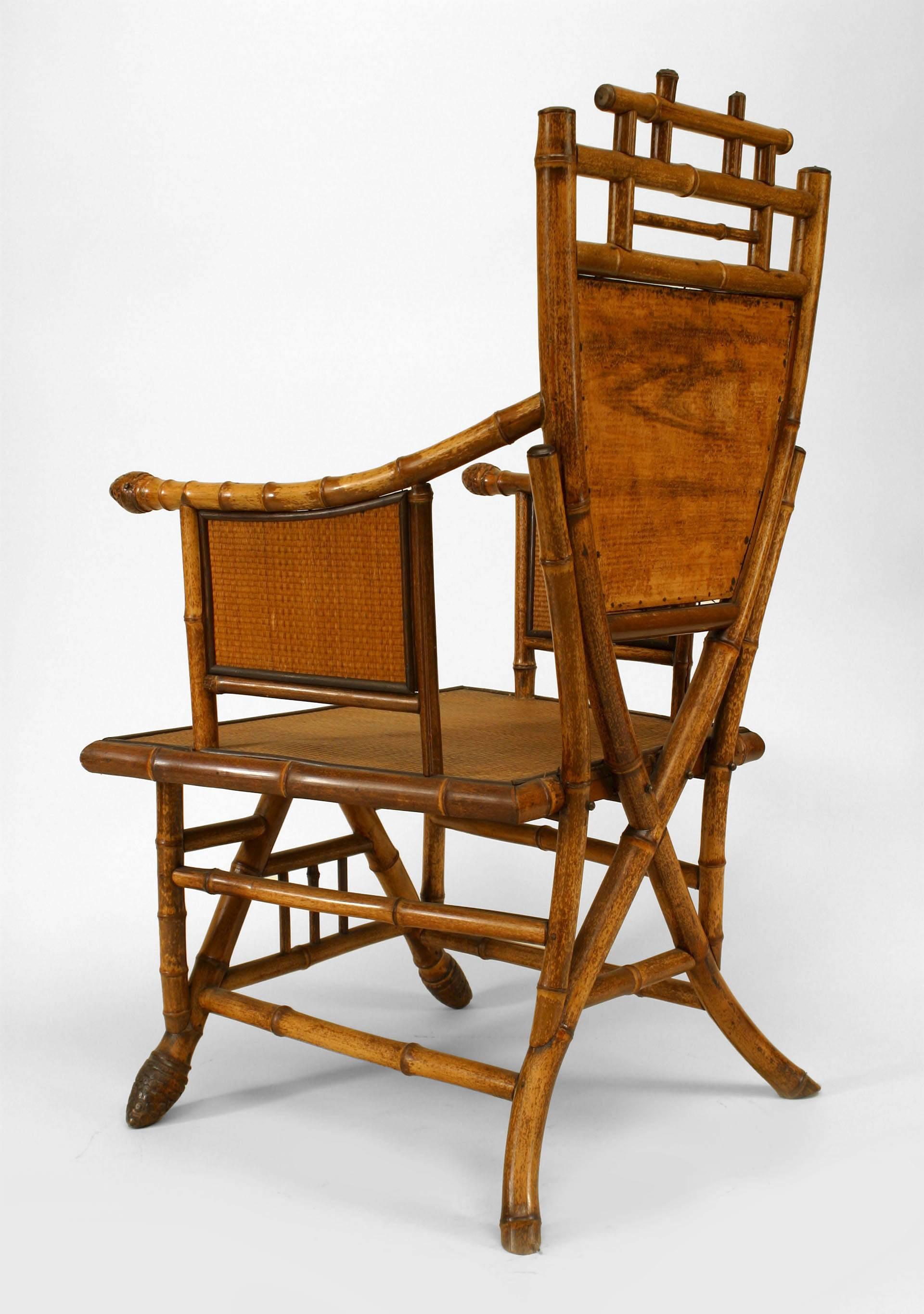 Pair of English Victorian Bamboo Armchairs For Sale 1