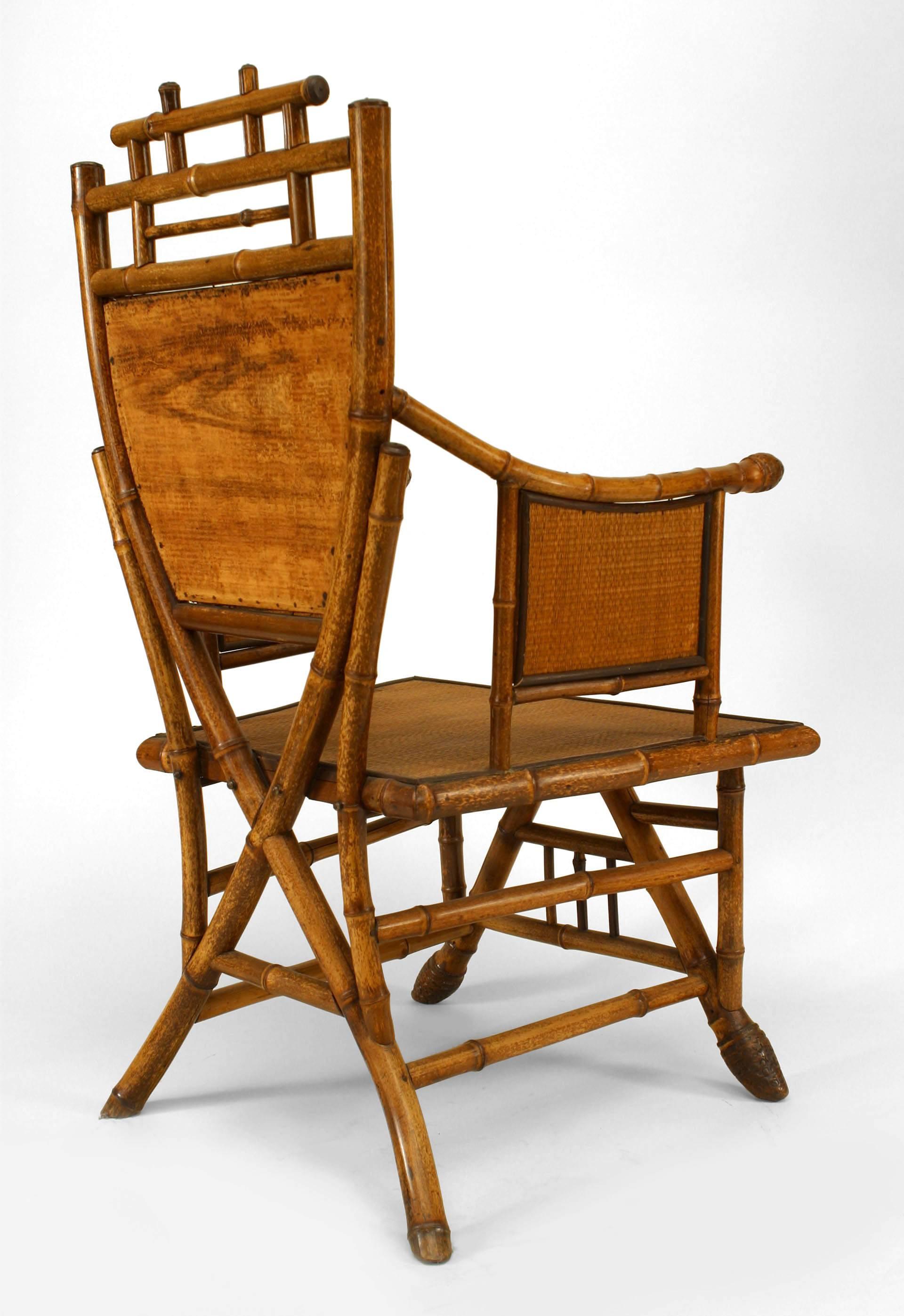 Pair of English Victorian Bamboo Armchairs For Sale 3