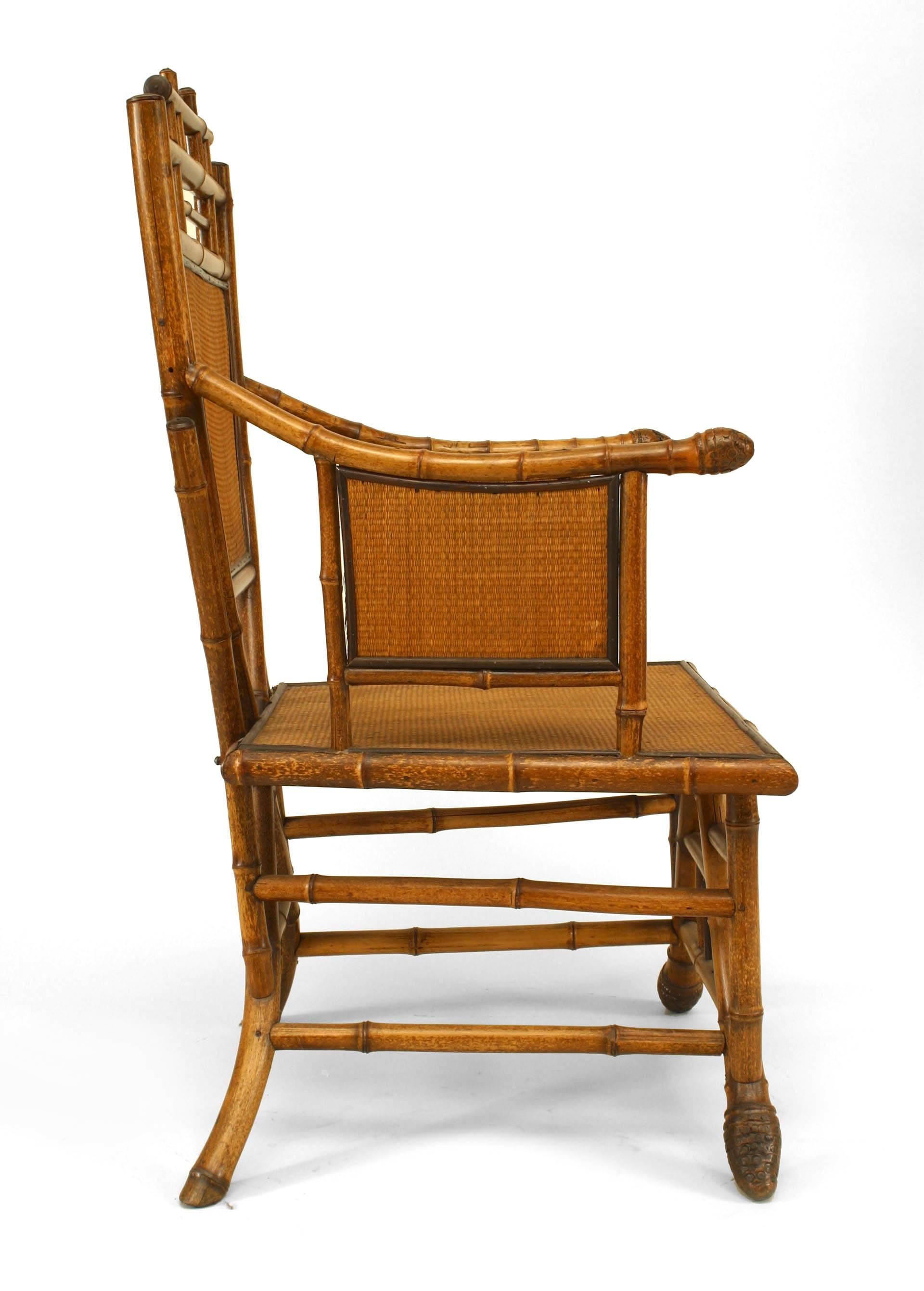 Pair of English Victorian Bamboo Armchairs For Sale 4
