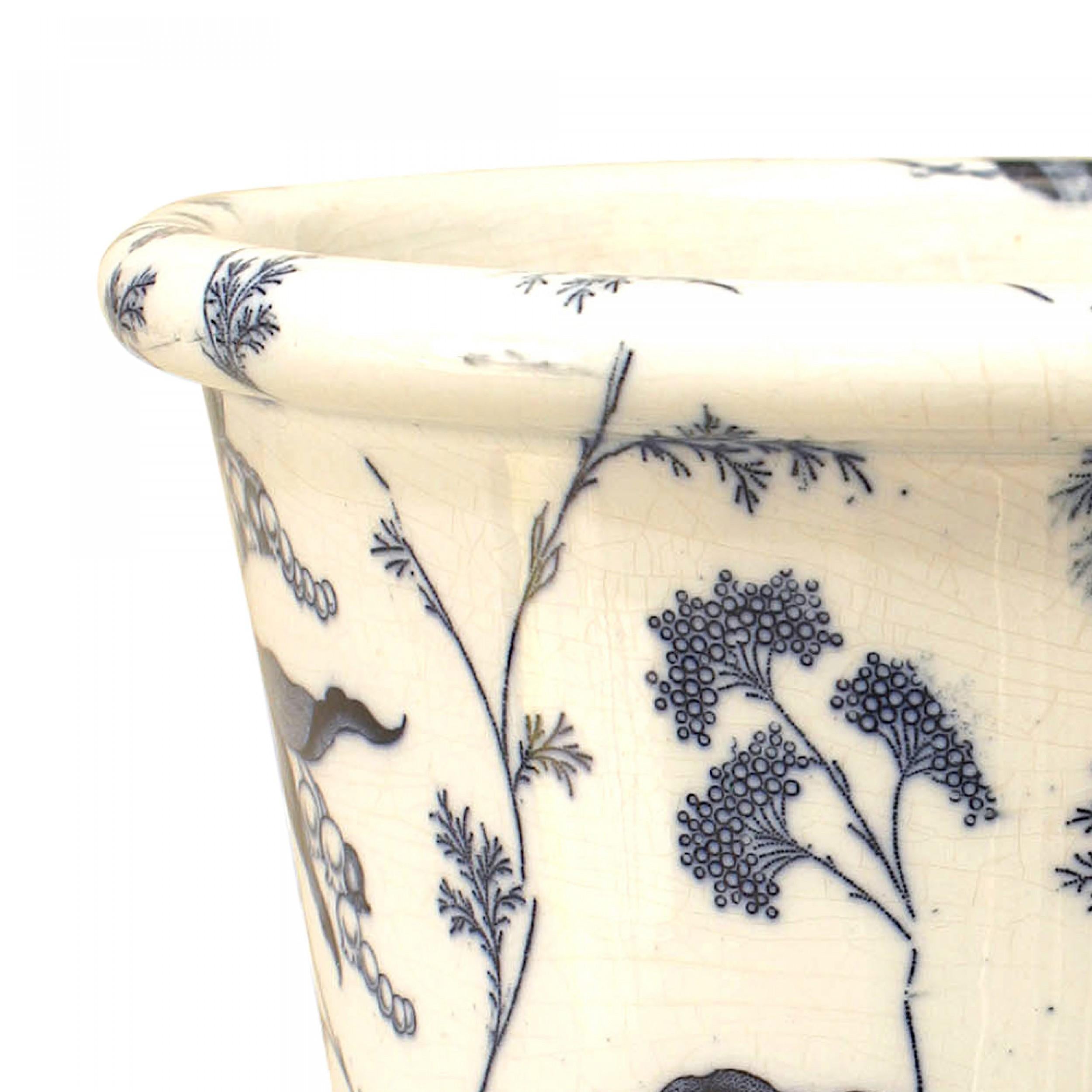 Fait main Paire de pots en céramique bleu et blanc de style victorien anglais en vente