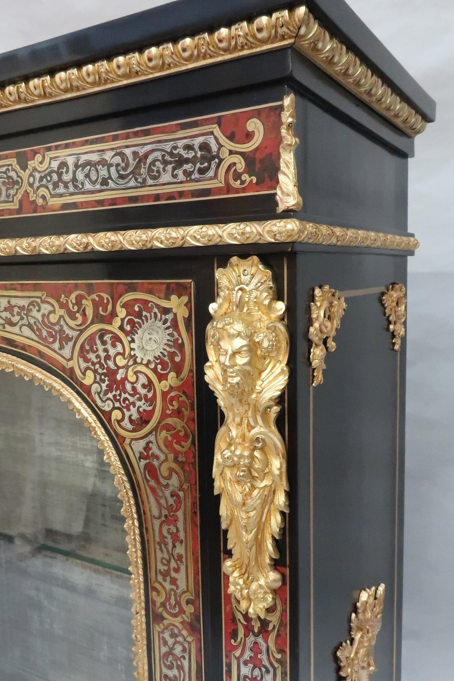 Pair of English Victorian Boulle Side Cabinets in the Louis XIV Style In Good Condition For Sale In Macclesfield, GB