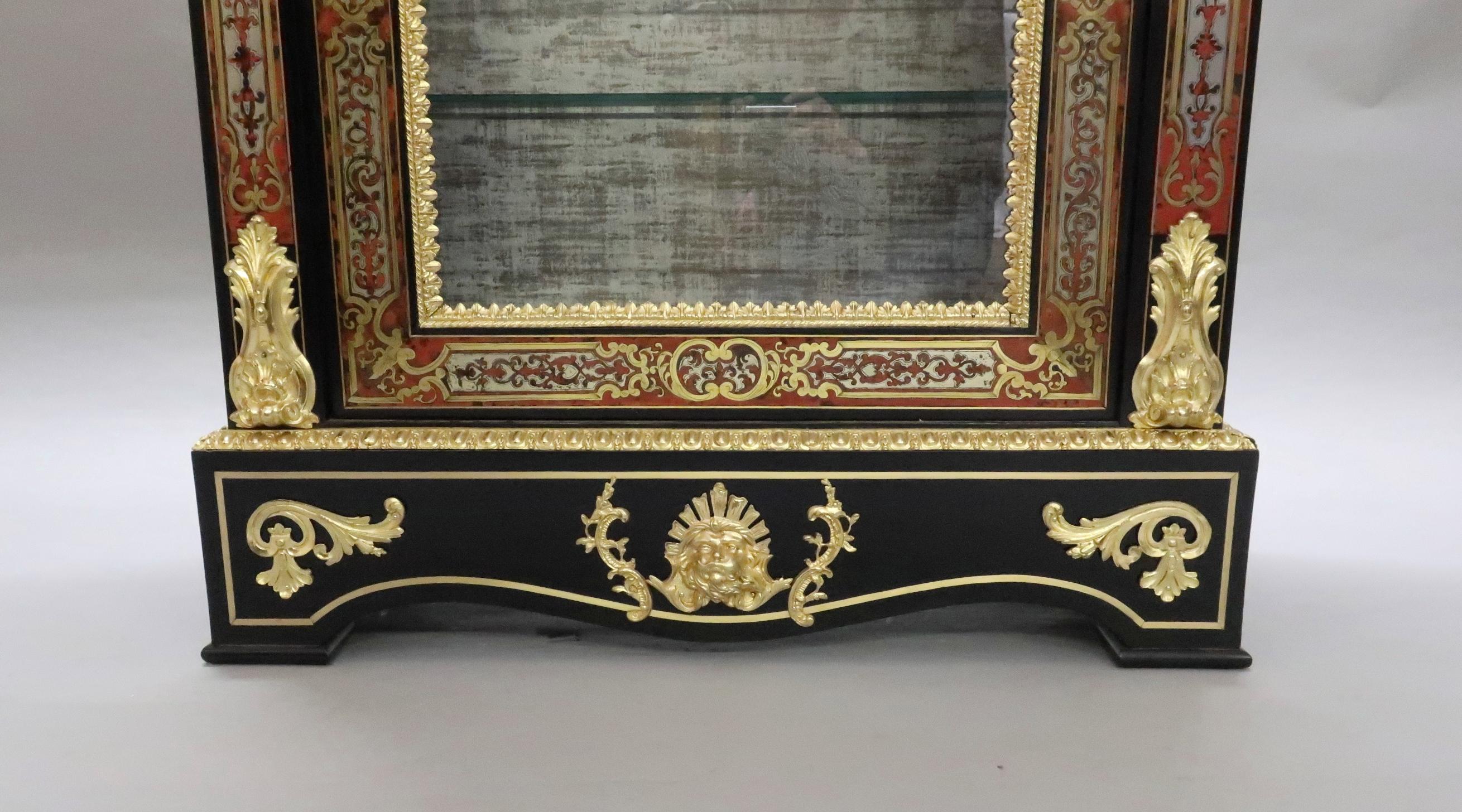 Brass Pair of English Victorian Boulle Side Cabinets in the Louis XIV Style For Sale