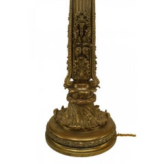 Pair of English Victorian Brass Candlestick Shaped Table Lamps