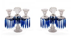 Pair of English Victorian Cut Crystal Candelabras