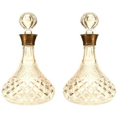 Pair of English Victorian Cut Crystal Decanters