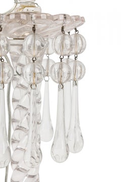 Pair of English Victorian Cut Crystal Glass Table Lamps w/ Pleated Swirl Shades