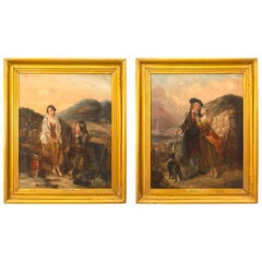 Pair of English Victorian Gilt Framed Oil Portraits 'Richard Ansdell RA'