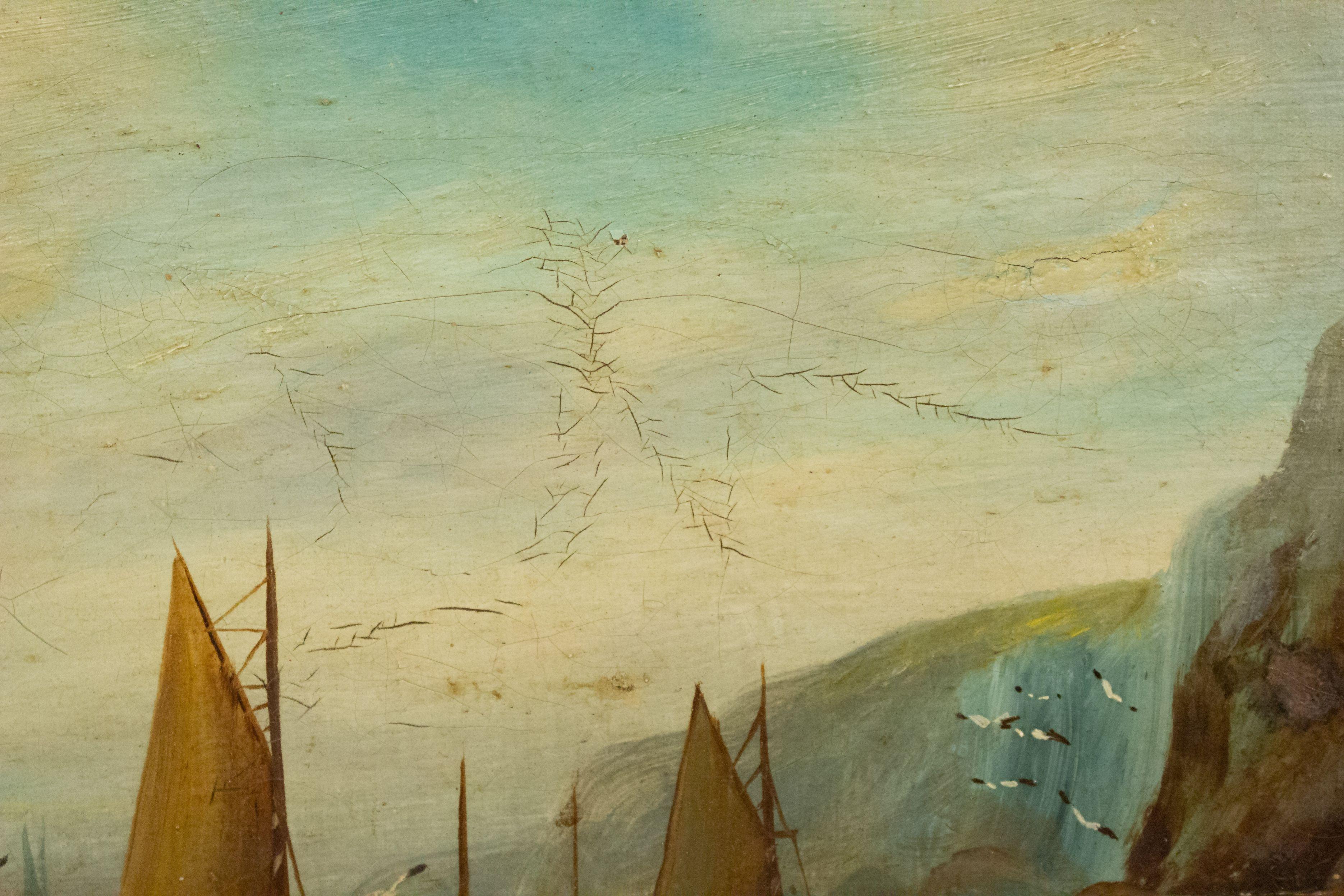 Pair of English Victorian Gilt Seascape Paintings For Sale 3