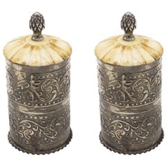 Pair of English Victorian Hammered Metal Boxes
