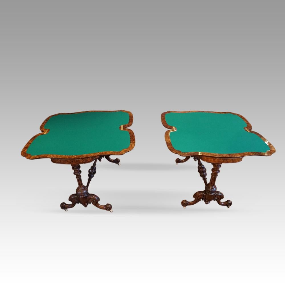 Pair of English Victorian Inlaid Walnut Card-Tables, circa 1865 For Sale 8