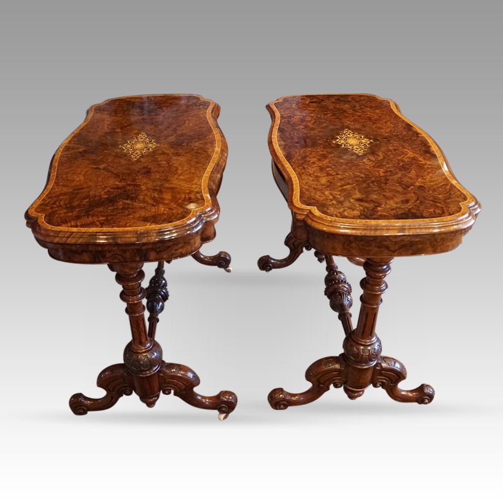 Pair of English Victorian Inlaid Walnut Card-Tables, circa 1865 For Sale 4