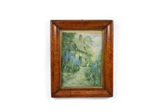 Pareja de casas victorianas inglesas con tejado de paja