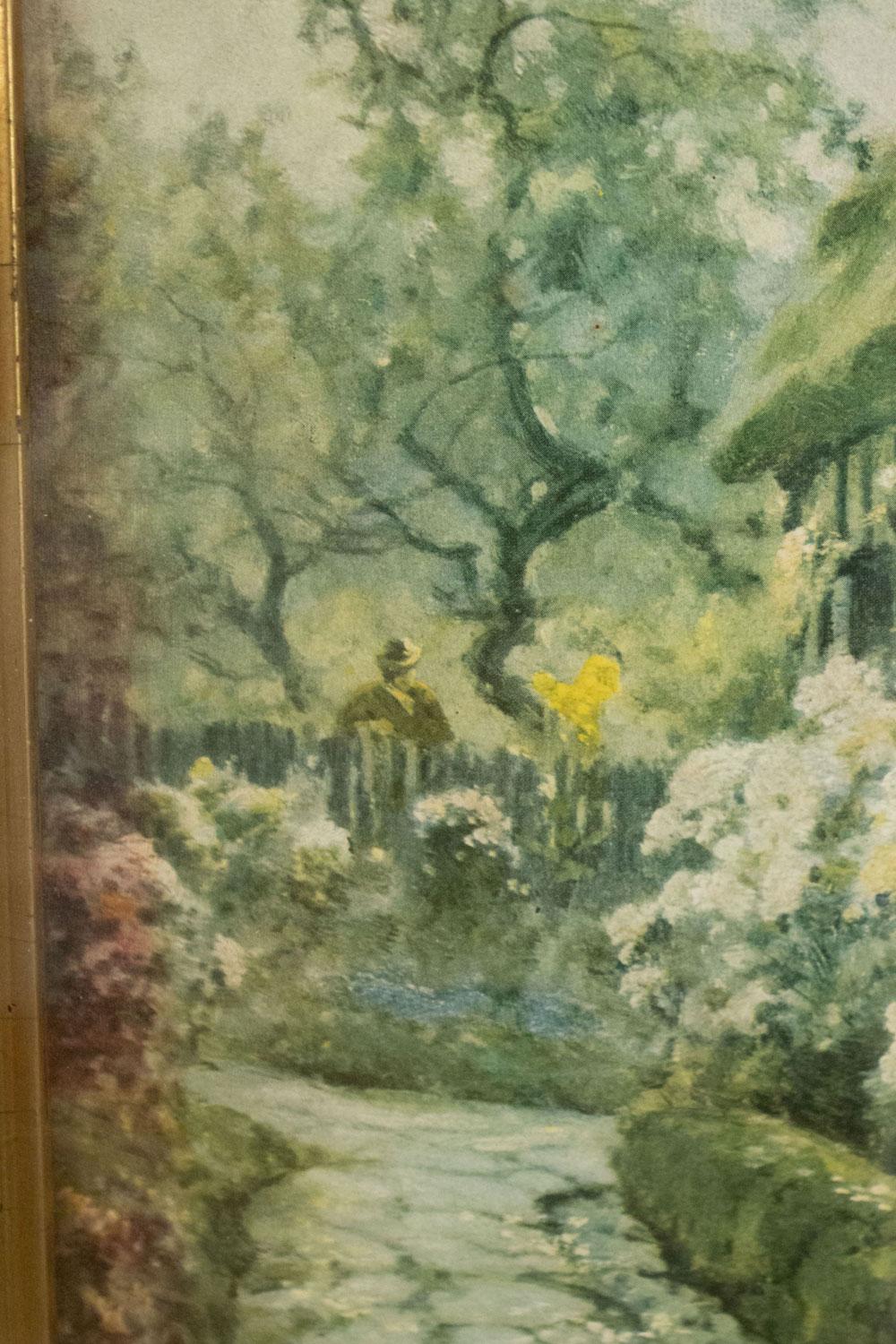 Paire de maisons victoriennes à toit de chaume dans un paysage anglais en vente 1