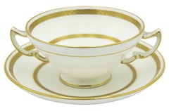 Pair of English Victorian Minton Porcelain Teacups and Saucers