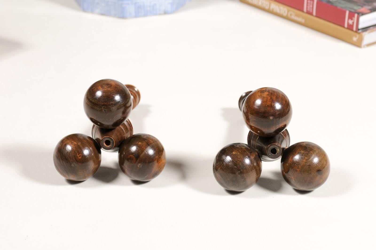 Pair of English Victorian Period Late 19th Century Sphere Bases Candlesticks For Sale 7