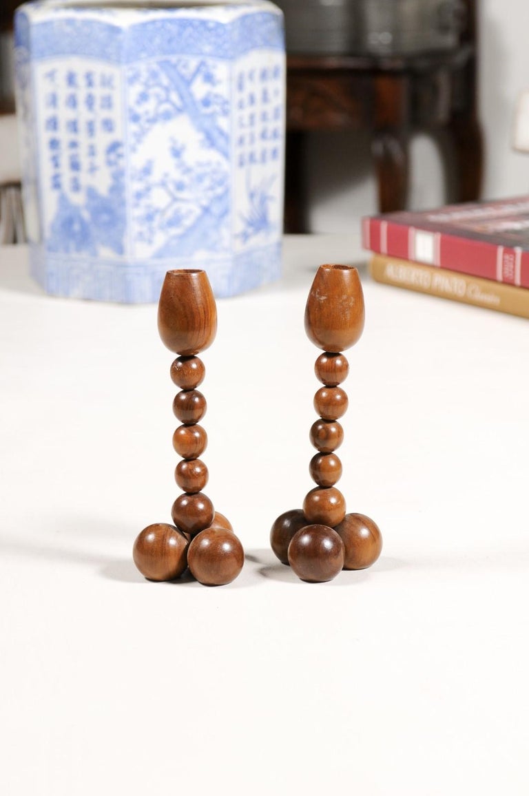 Pair of English Victorian Period Late 19th Century Wooden Spool