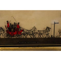 Pair of English Victorian Red Coach and Horses Silhouettes