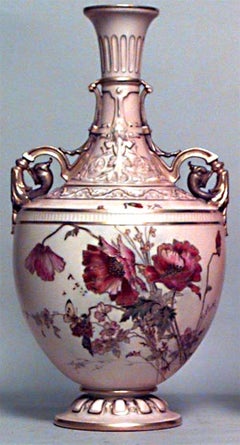 Pair of English Victorian Royal Worcester Porcelain Vases