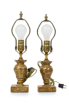 Pair of English Victorian Small Giltwood Table Lamps