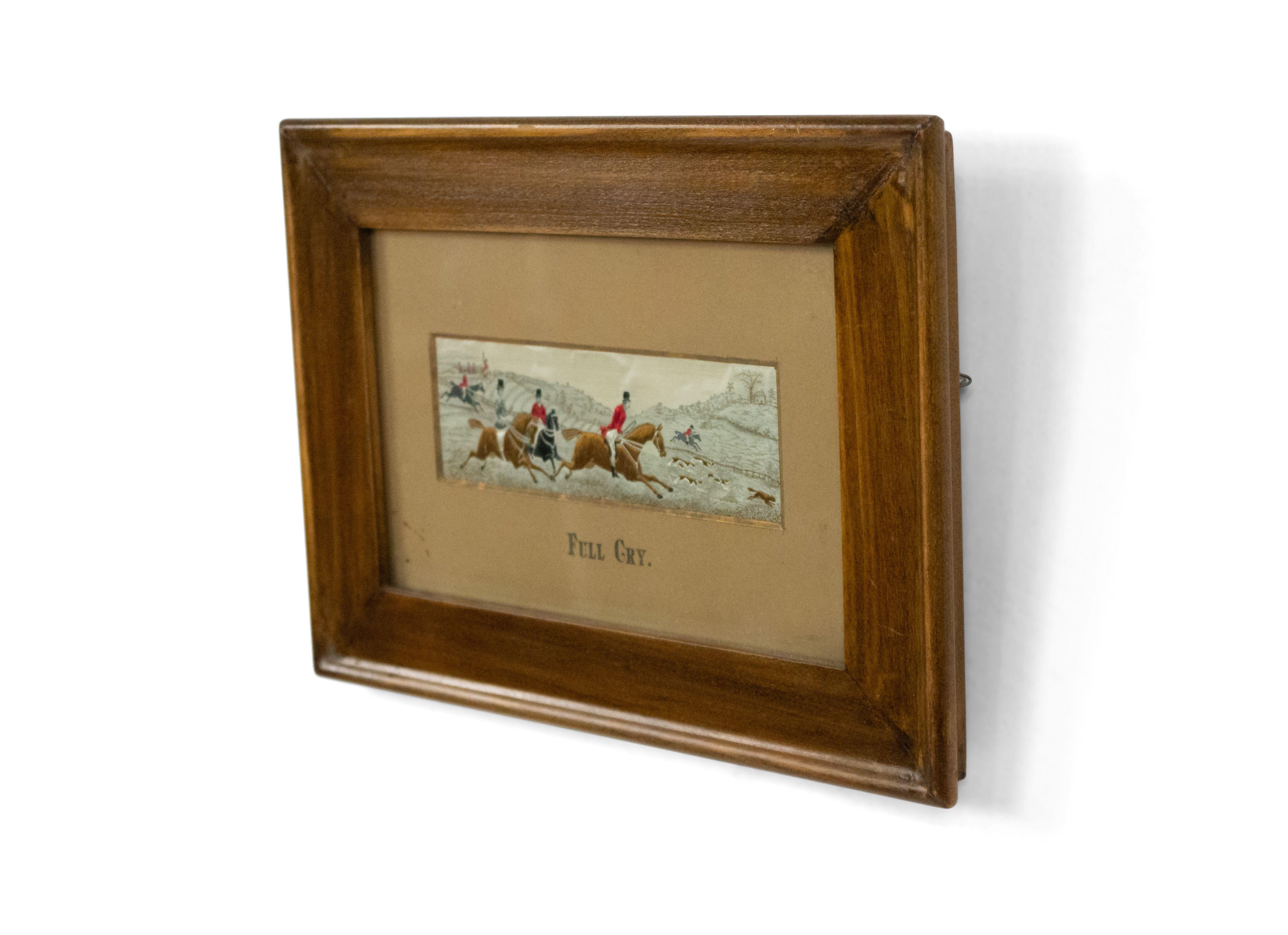 19th Century Pair of English Victorian Stevengraph Embroidered Hunt Scenes For Sale