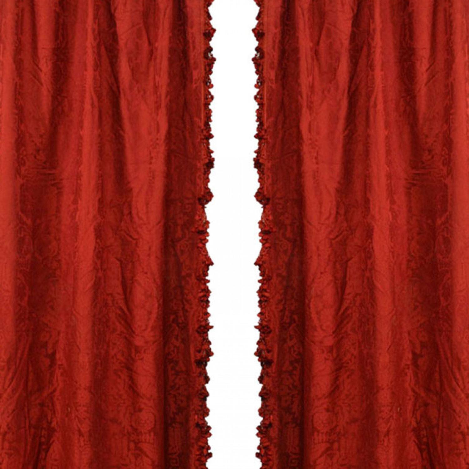 Britannique Paire de rideaux en damas de soie rose foncé de style victorien anglais en vente