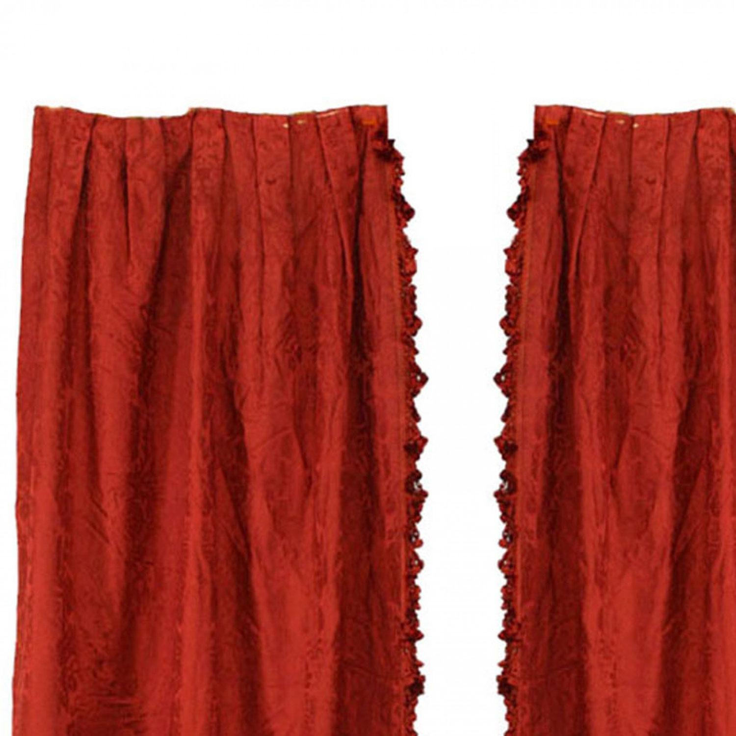 Paire de rideaux en damas de soie rose foncé de style victorien anglais Bon état - En vente à Queens, NY