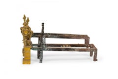 Pair of English Victorian Style Flame and Urn Finial and Greyhound Figure Andiro