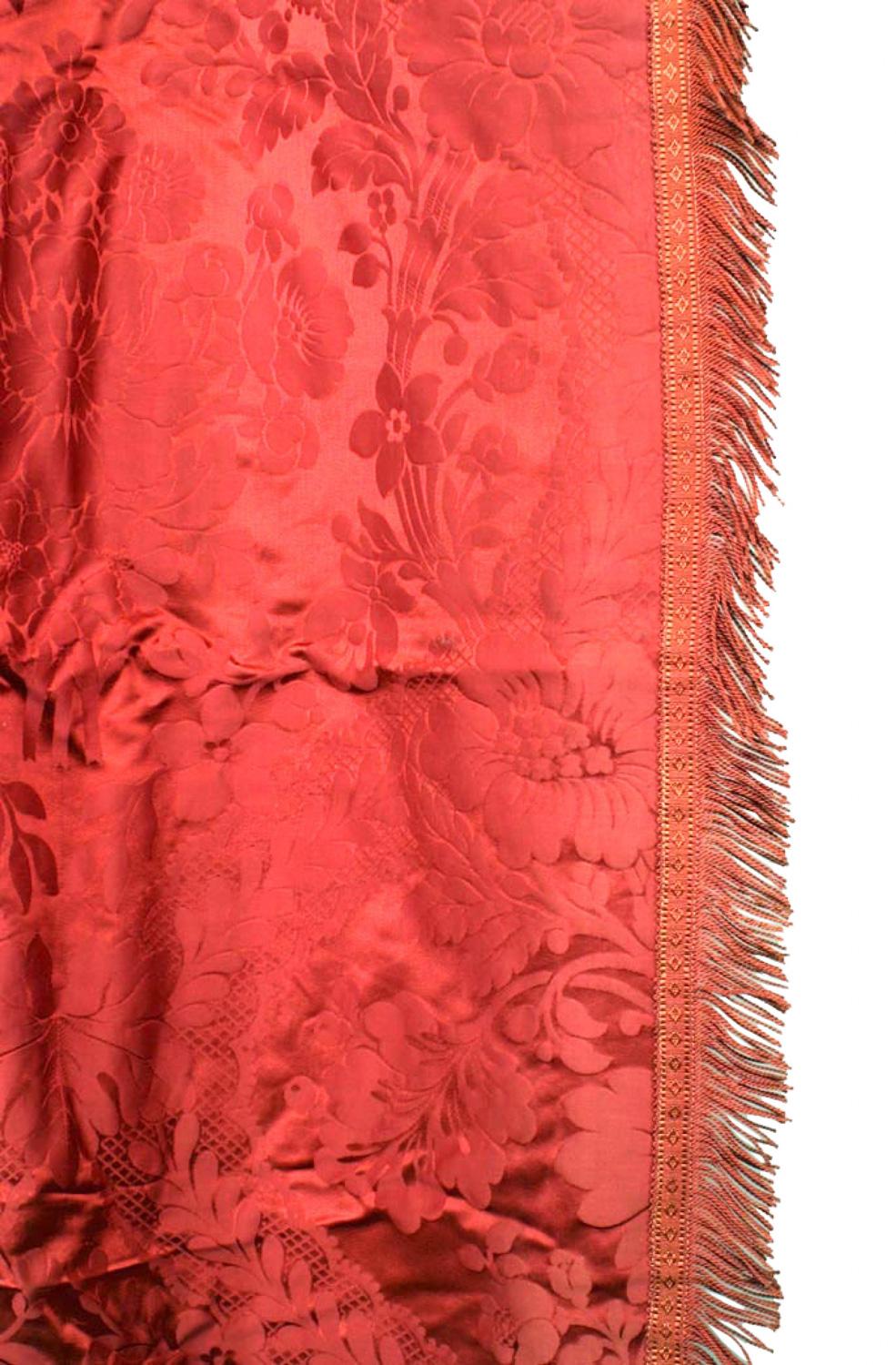 Paar rosafarbene Damastvorhänge mit gleichfarbigen Fransen (PREIS PRO Pärchen)