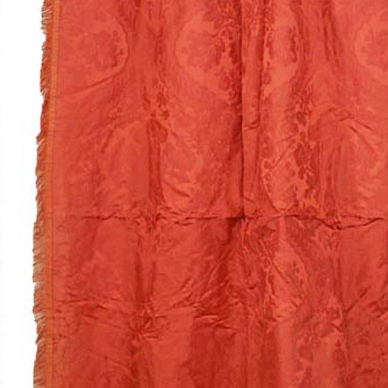 Paar englische viktorianische Stil Rose gefärbt Damast Fransenvorhänge (Unbekannt) im Angebot