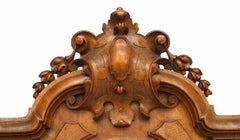 Pair of English Victorian Walnut Wall Clock & Barometer