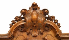 Pair of English Victorian Walnut Wall Clock & Barometer