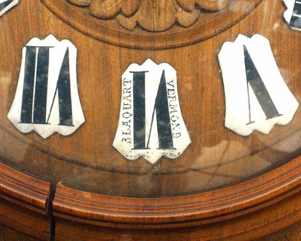 19th Century Pair of English Victorian Walnut Wall Clock & Barometer For Sale