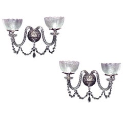Pair of English Victorian Waterford Crystal Wall Sconces