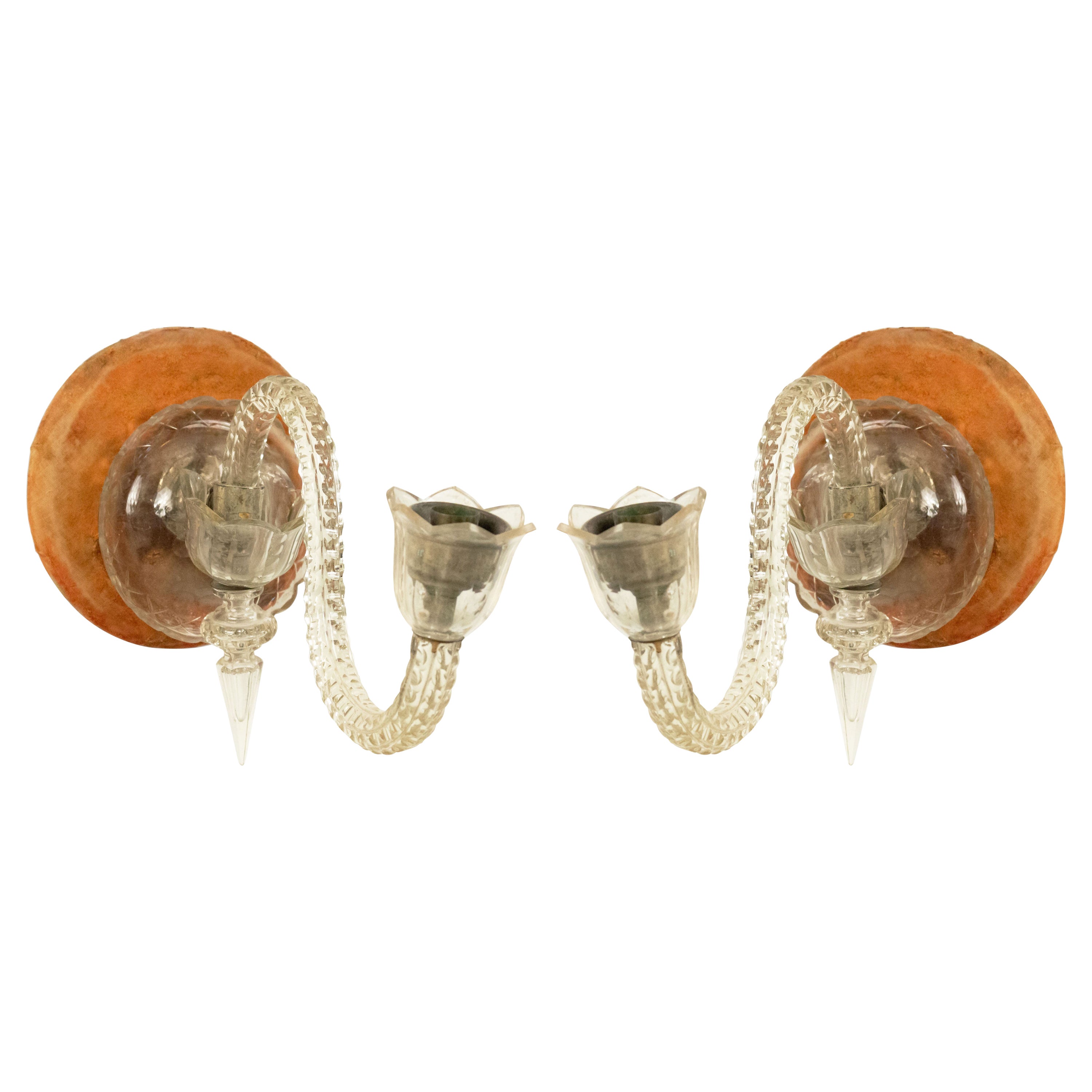 Pair of English Victorian Waterford Crystal Wall Sconces